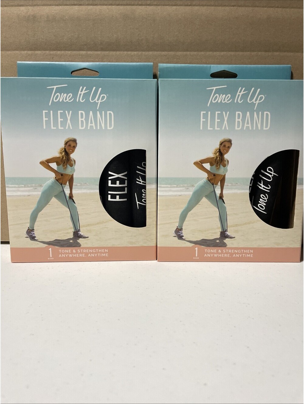 2 Pack- Tone It Up Resistance Band w/ Handles - Exercise Yoga Pilates Trainin